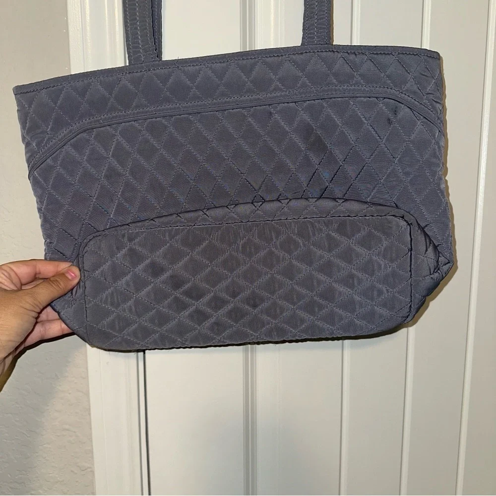 Vera Bradley Quilted Tote Bag Small‎ Pockets Vacation Casual Purse Handbag Gray